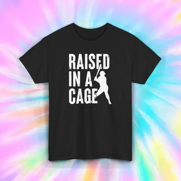 DOPASHIRT Raised In A Cage Baseball Player T-Shirt Funny Softball Training Sports Tee Unisex S-5XL Hot Trending Shirt, Vintage Birthday Gift