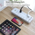 thumbnail image 3 of Power Strip DEWENWILS de 10 salidas con 4 puertos USB, cable de 15 pies, blanco, 3 of 7