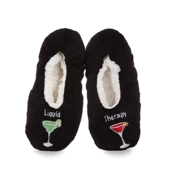 MeMoi Women's Liquid Therapy Sherpa-Lined Slippers - Womens - Female (Medium/Large, Black)