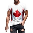 thumbnail image 2 of Chandails Canada pour Hommes Drapeau Canadien Manches Courtes T-Shirt Feuille d'Érable Haut Col Rond Chandails pour Hommes, 2 of 4