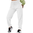 thumbnail image 5 of YUEJUIR White Pants Women Women's Casual Solid Pocket Pants High Waist Elastic Band Pants Womens Work Pants Workout Pants Women Postpartum Clothes (White,XL), 5 of 5
