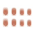 thumbnail image 4 of Pink Press on Nails Short French Tip Nails Blush White Tip Oval Nail Tips Glossy Fake Nails False Nails with Design Full Cover Acrylic Nails (Blush White Tip), 4 of 5