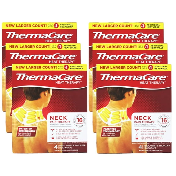 ThermaCare Neck Pain Therapy, Shoulder, and Wrist Pain Relief Patches, Heat Wraps, 4 Count - 6 Pack
