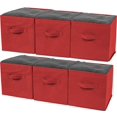 thumbnail image 3 of Greenco Foldable Fabric Storage Cubes Non-Woven Fabric | Red Cube Storage Bins | Shelf Baskets| Red Fabric Cubes | 6 Pack, 3 of 5