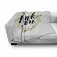 thumbnail image 3 of Modern Soft Flannel Fleece Blanket, Thank You Words Surrounded by the Olive Leaves Like Ivy with White Background, Cozy Plush for Indoor and Outdoor Use, 70" x 90", Yellow and Black, by Ambesonne, 3 of 6