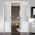 thumbnail image 4 of Sliding French Double Pocket Doors 72 x 84 inches Frosted Glass 9 Lites, 4 of 7
