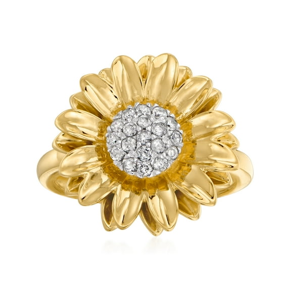 Ross-Simons 0.25 ct. t.w. Diamond Sunflower Ring in 18kt Gold Over Sterling, Women's, Adult