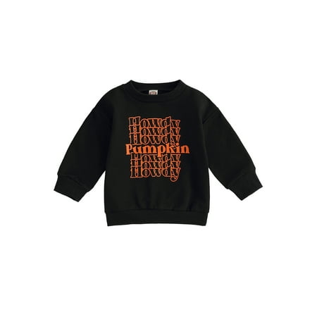 

Qtinghua Toddler Baby Boy Halloween Sweatshirt Letter Print Long Sleeve Pullover Tops Autumn Clothes Black 6-12 Months
