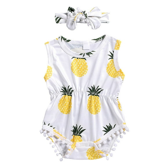 JIKNTTR Bodysuit Stylish Rompers Girls Sleeveless Tassel Baby Pineapple Outfits Romper Comfy Jumpsuit Comfortable Clothes