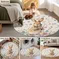 thumbnail image 5 of Round Area Rug 6 Ft, Bunny Easter Washable Non-Slip Circle Carpet for Living Room/Bedroom, Spring Floral Eggs Rabbits Rustic Low-Profile Indoor Mats Collection Rugs for Residential, 5 of 7