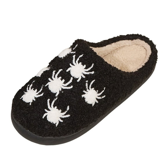 adviicd House Slippers for Men Wide Halloween Christmas Slippers for Women, Cozy Plush Spooky Slippers, Ghostface Cartoon Slippers, Non-Slip Fluffy Halloween Christmas Gift (Black,6.5)