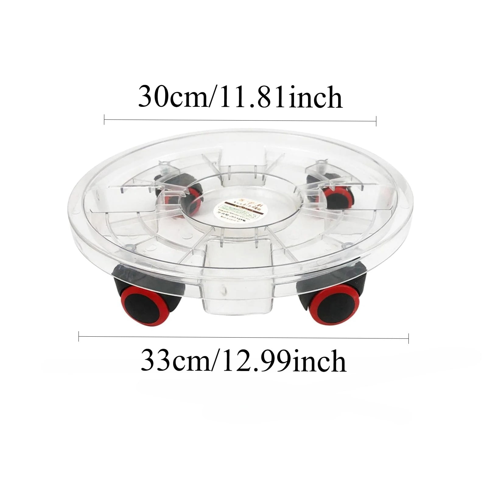 8Pcs Heavy-Duty Clear Plant Caddy with Wheels, Rolling Flower Pot Stand 11.8" Inner 13" Outer Diameter, Water Collection Plant Dolly for Large Indoor Outdoor Potted Plants