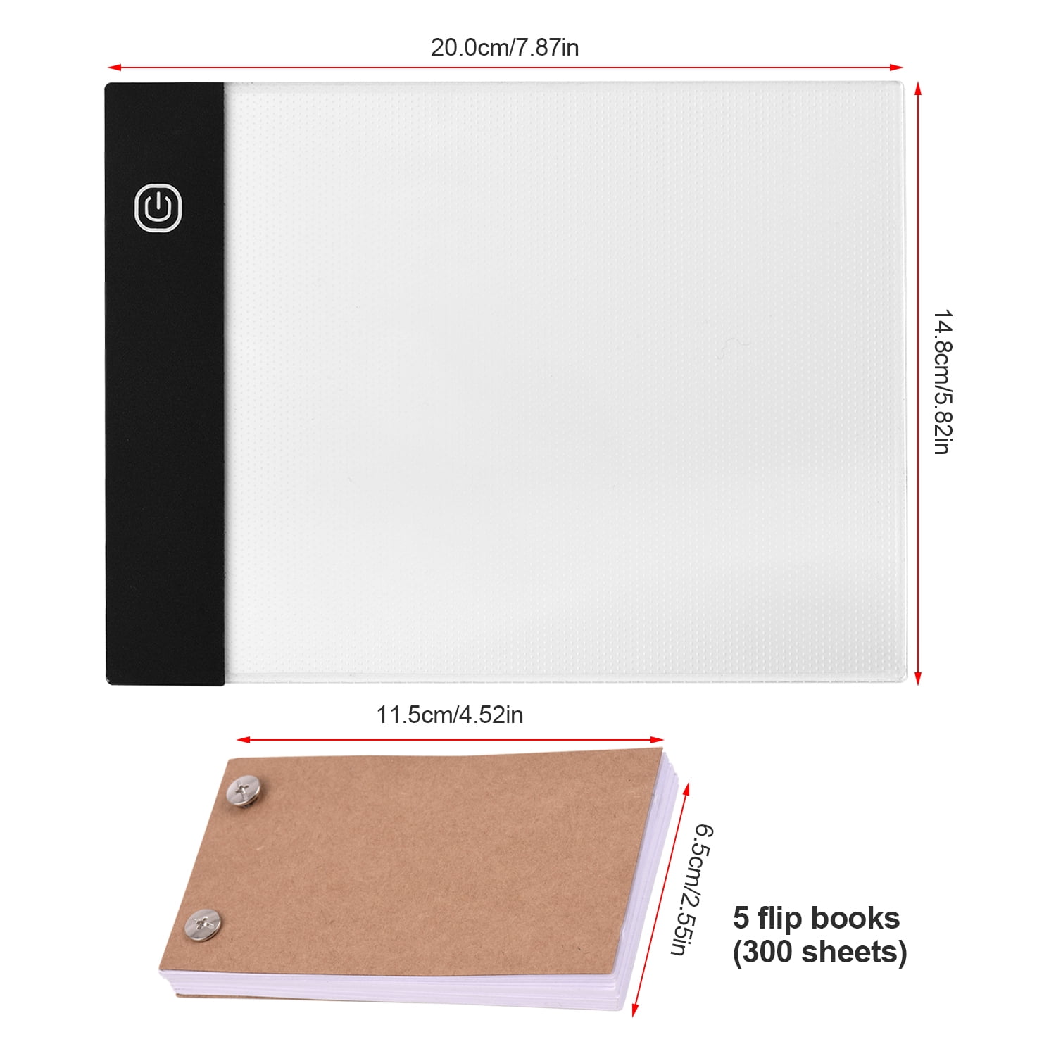  Flipbook Kit,Funien Flip Book Kit with Mini LED Light Pad Hole  Design 3 Level Brightness Control Light Box 300 Sheets Animation Paper  Flipbook Binding Screws for Drawing Tracing Sketching