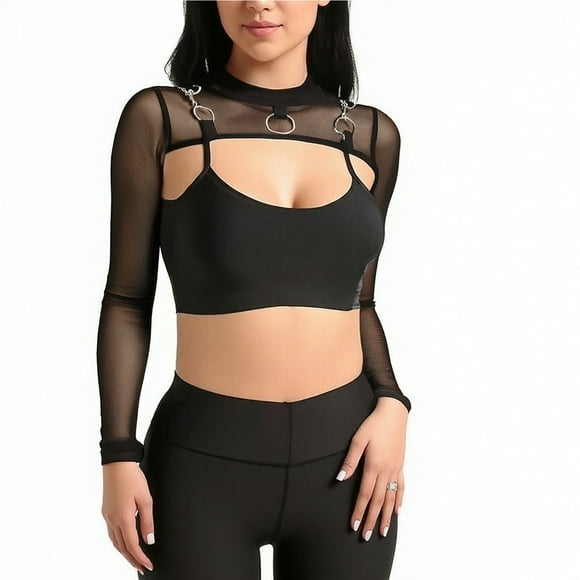 Ladies Mesh Wraps Fashionable Women's Sheer Overlay Long Sleeve Top Elegant Lightweight Cover-Up for Casual Wear