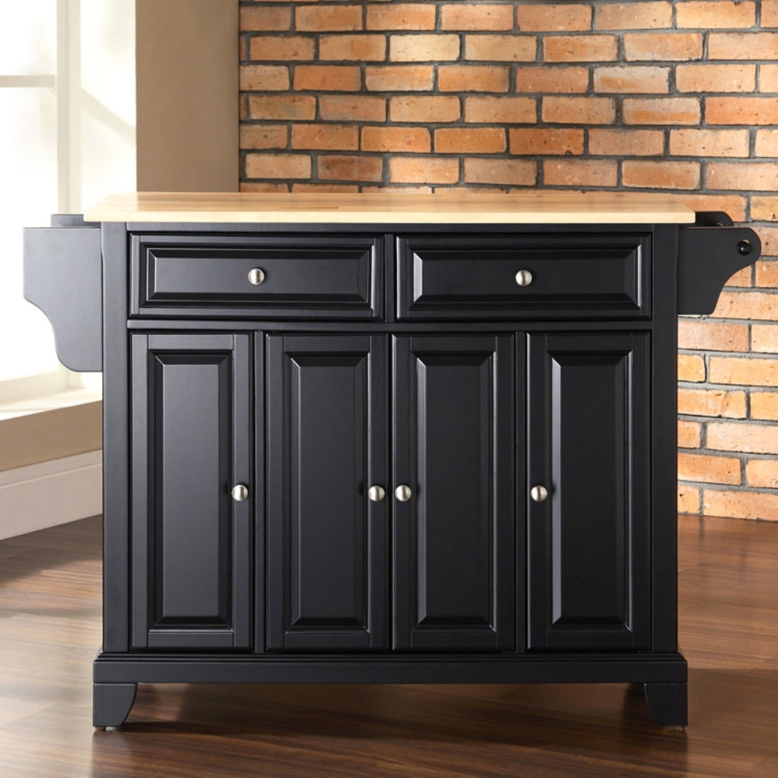 Newport Kitchen IslandCounter topNatural Wood,FinishBlack Walmart