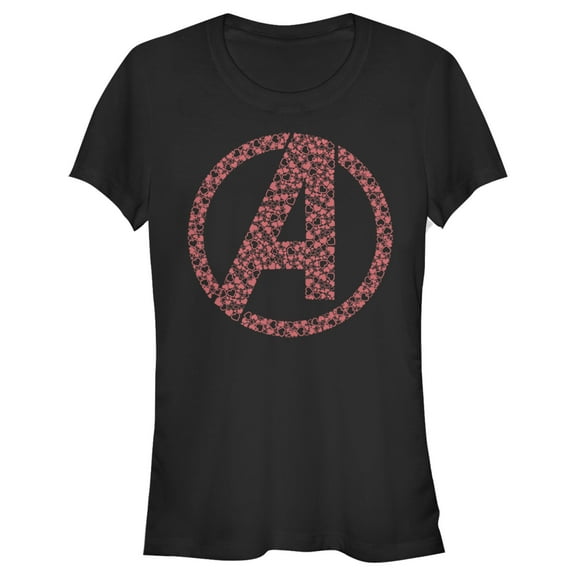 Junior's Marvel Avengers Valentine's Small Hearts Logo Graphic Tee