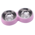 thumbnail image 1 of Cuenco doble de acero inoxidable para mascotas de color caramelo Laklulu, cuenco para perros y gatos, cuenco de plástico para mascotas, 1 of 5