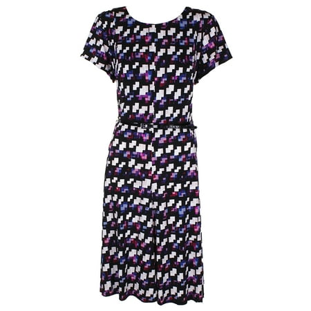 jessica howard short sleeve print belted dres