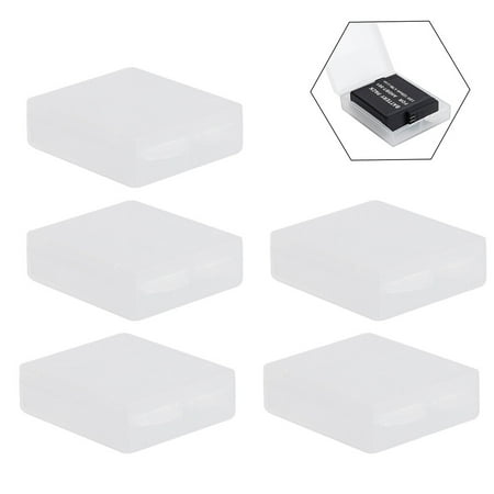 

5 Pack of Clear Color Plastic Protective Storage Case Boxes Holder for GoPro Battery (White)