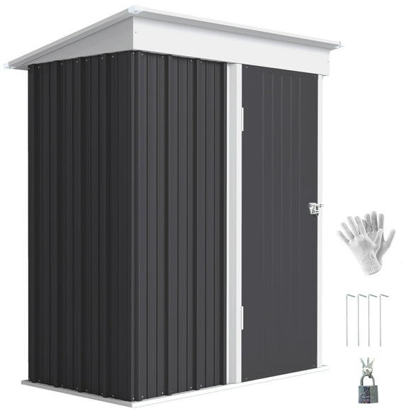 Outsunny 5x3 FT Small Outdoor Storage Shed with Adjustable Shelf Dark Grey