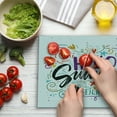 thumbnail image 3 of Saying Cutting Board, Welcomig Hello Summer Enjoy Words with Hearts Flowers Anchors Print, Decorative Tempered Glass Cutting and Serving Board, Large Size, Multicolor, by Ambesonne, 3 of 5