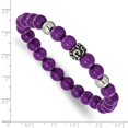 thumbnail image 3 of Chisel Stainless Steel Antiqued and Polished 8mm Purple Stone Beaded 7 inch Stretch Bracelet, 3 of 4