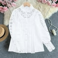 thumbnail image 2 of Women’s Elegant Lace Crochet Mock Neck Shirts Casual Victorian Blouse Long Sleeve Button Down Tops, 2 of 9