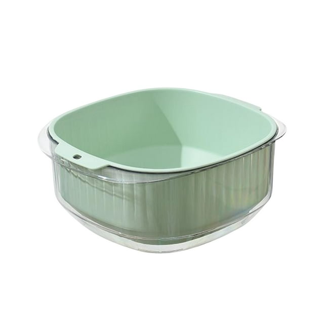 Cesta de drenaje para frutas, cuenco colador con asas, portátil para ensalada y arroz. Verde