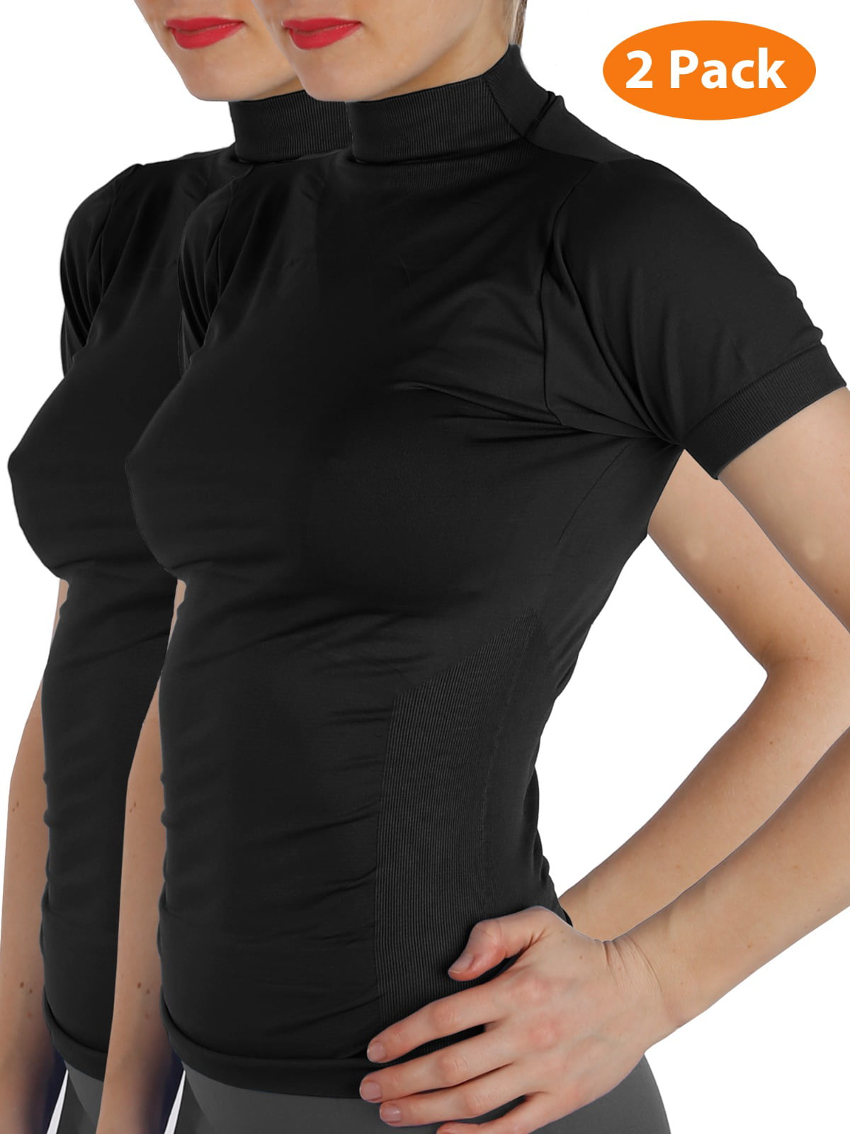 Download AllyCat - 2 Pack Women Short Sleeves Mock Neck Turtleneck ...