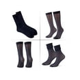 thumbnail image 3 of Gustave 4 Pairs Mens Sheer Dress Socks Ultra Thin Silk Business Socks Summer Breathable Striped Transparent Crew Socks "Navy", 3 of 8