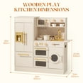 thumbnail image 5 of Robud Kids Wooden Floral Kitchen Play Set Pretend Playset Toy with Refrigerator, Oven, Microwave oven, Dishwasher, Play Cooker for Girls Boys Age 3+, Beige, 5 of 14