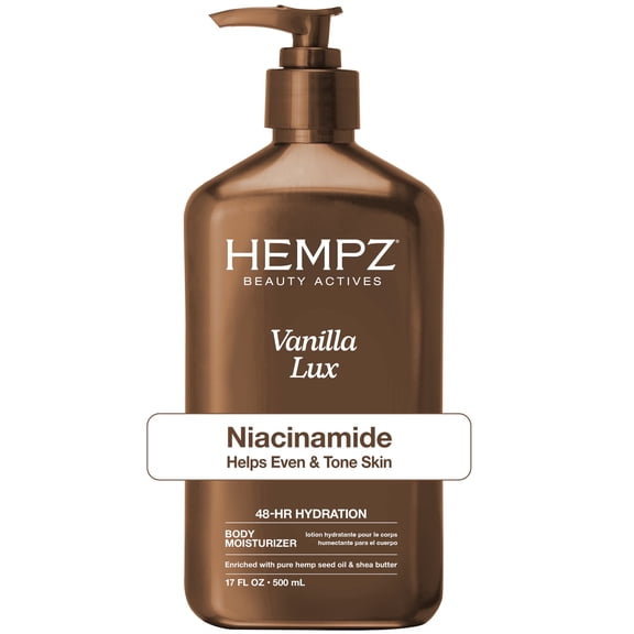 Hempz Lotion Vanilla Lux Herbal Body Moisturizer with Niacinamide, 17 fl oz