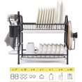 thumbnail image 2 of Dish Rack, 304 Stainless Steel 2 Tier Dish Drying Rack with Drain Board, Utensil Holder, Cutting Board Holder, Rustproof Dish Drainer for Kitchen Countertop, (Black), 2 of 7