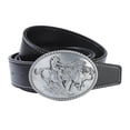 thumbnail image 2 of Western Leather Belt Strap Cowboy Arabesque Buckle Leather Belt Buckle Western Indian Rodeo Black, 2 of 7