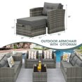 thumbnail image 6 of Royalcraft Outdoor Wicker Furniture Single Chair with Ottoman, All-Weather Grey Rattan Outdoor ArmChair Sofa Set with Dark Grey Non-Slip Cushions,Aluminum Frame, 6 of 7