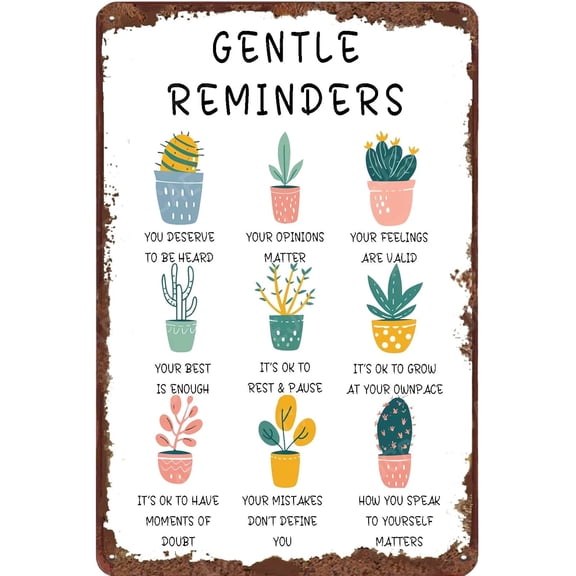 Gentle Reminders Retro Metal Signs Funny Vintage Aluminum Wall Plaque Decor for Home Office Living Room Bedroom Bar Yard 8×12 Inches