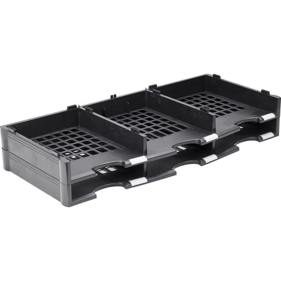 Storex Stackable Literature Sorter 6 Compartment(s) - 9.50" x 12" - 5.6" Height x 14.1" Width31.4" Length - Black - Plastic - 1Each
