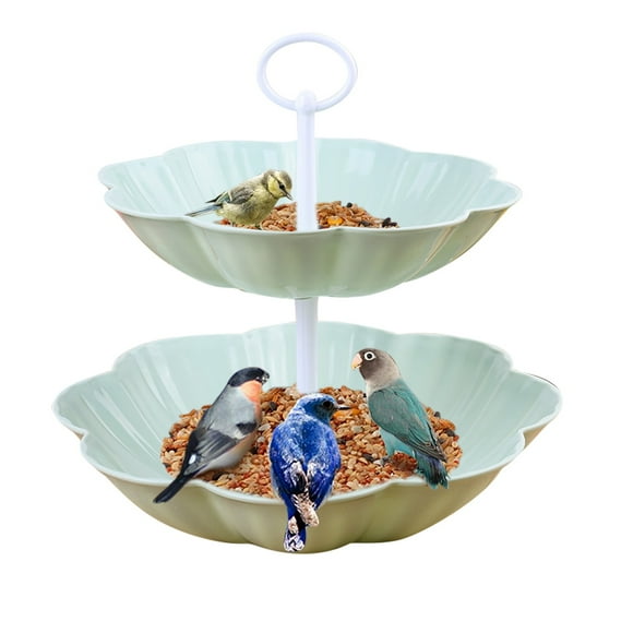 Kitchen Utensil Set European Double Layer Fruit Tray Cake Rack Fruit Layered Tray Multifunctional Bird Feeder, Green