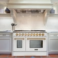 thumbnail image 2 of Akicon 48" Slide-in Freestanding Professional Style Gas Range with 6.7 cu. ft. Oven, 8 Burners, Convection Fan, Cast Iron Grates. White & Gold, 2 of 10
