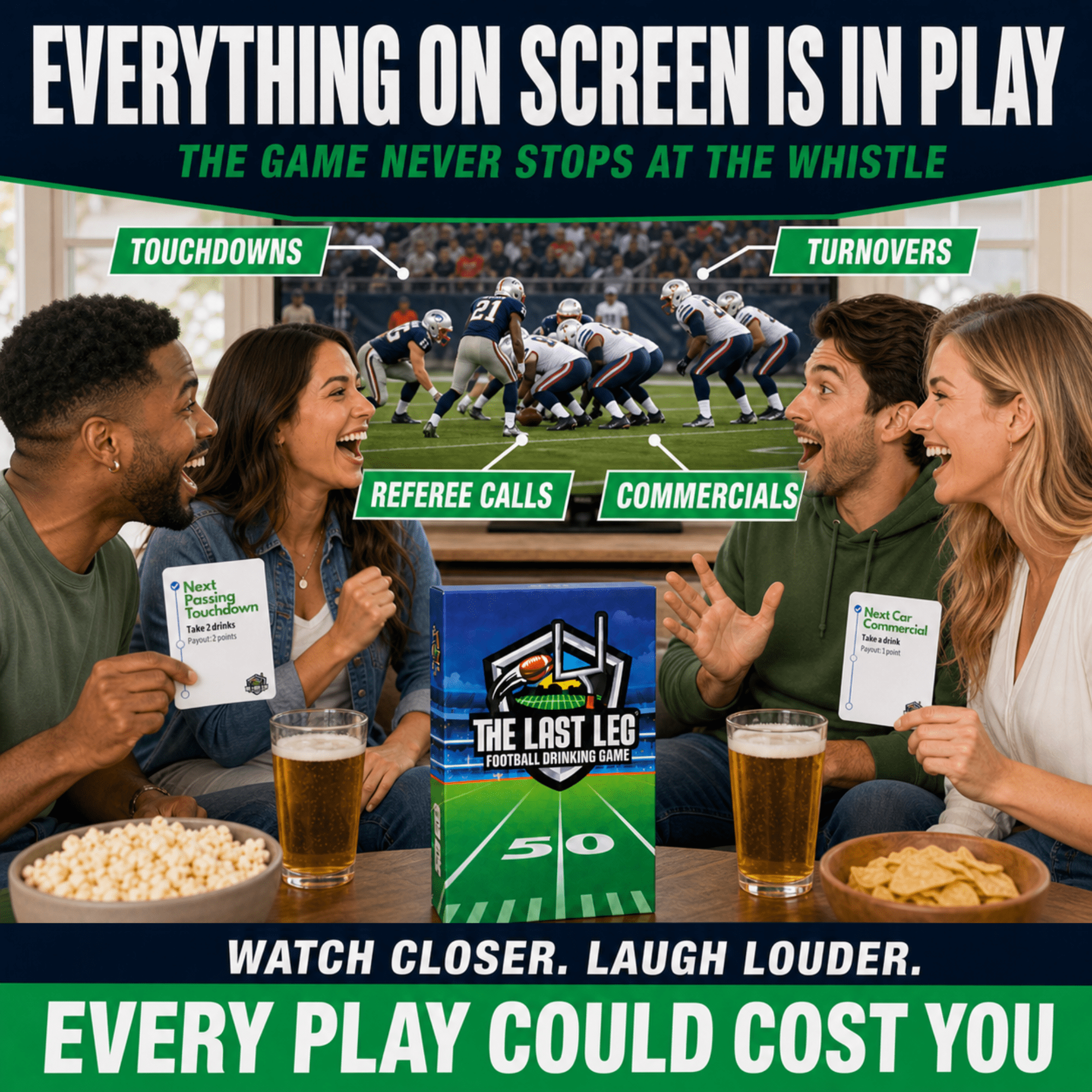 The Last Leg - Football Drinking Game. Perfect for Game Days, Tailgates, Parties, and Pre Games.