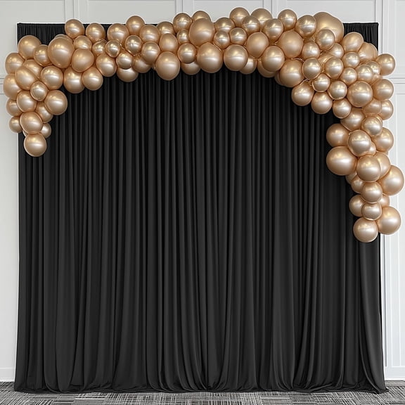 Black Backdrop Curtains for Wedding Parties, 10x7FT Wrinkle Free Photo Backdrop Curtains for Wedding Birthday Party Shower, Fabric Drape with Rod Pockets 5ft x 7ft, 2 Panels