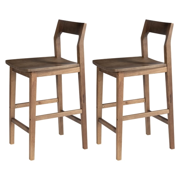 Joyyskill Wood Bar Stools Set of 2, Counter Height Barstools Armless Farmhouse Wooden Bar Dining Chairs with Solid Wood Legs, Brown