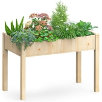 Raised Garden Bed, 48x 24x 30in Natural Wood Gardening Elevated Planter Box, Large Load-bearing