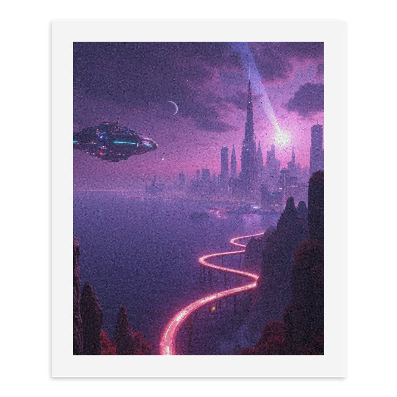 Paint by Numbers Kit for Adults, Fantasy City Nightscape Alien Ship Paint by Numbers, Easy Paint by Numbers Kit for Adults Beginner, DIY Adult Paint by Number Kits on Canvas, Home Decor