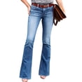 thumbnail image 2 of Boot Cut Jeans for Women Mid Waist Tummy Control Trendy Flare Jeans Straight Denim Pants Light Blue XS, 2 of 7