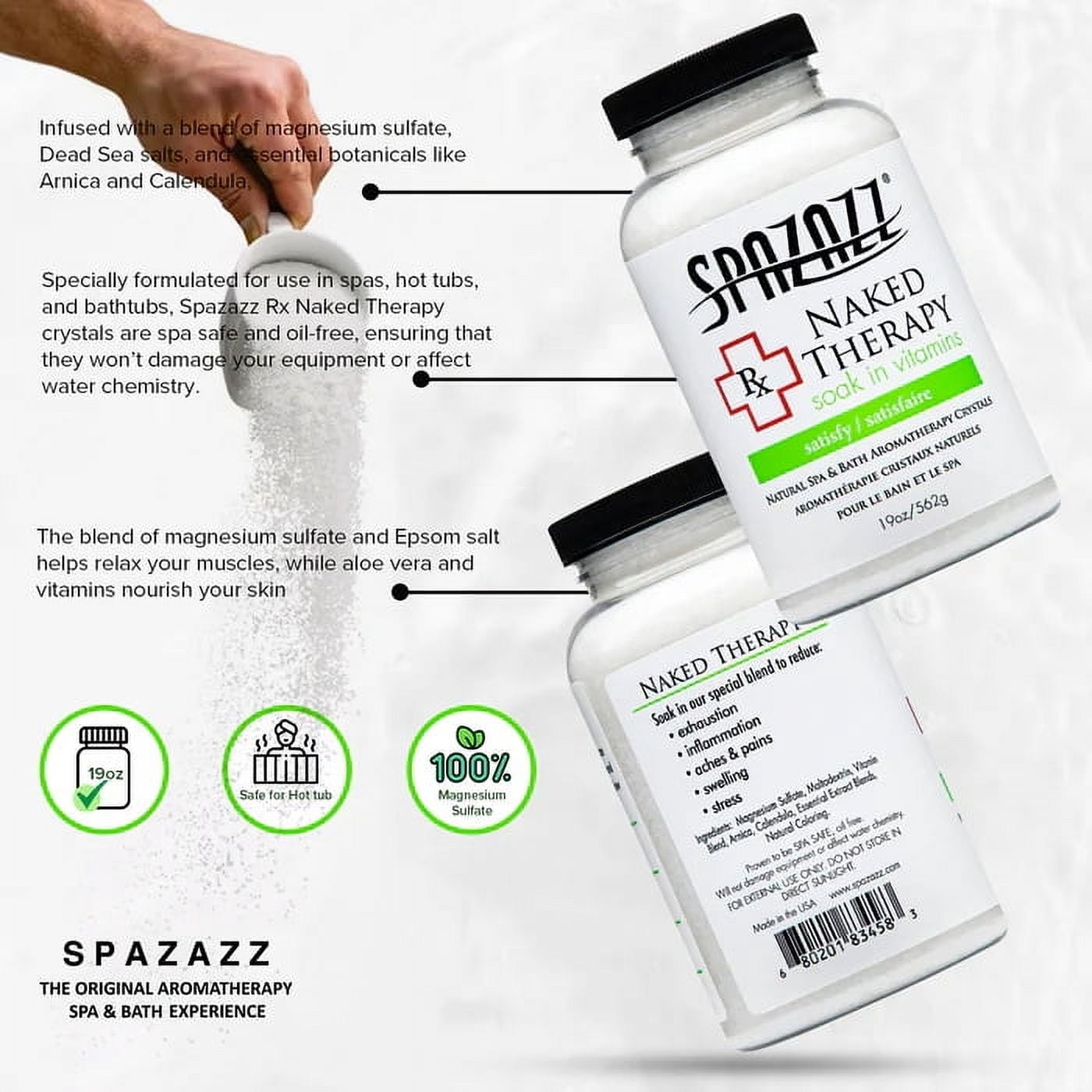Spazazz Aromatherapy Spa and Bath Crystals - Naked Therapy 19oz (2 Pack)