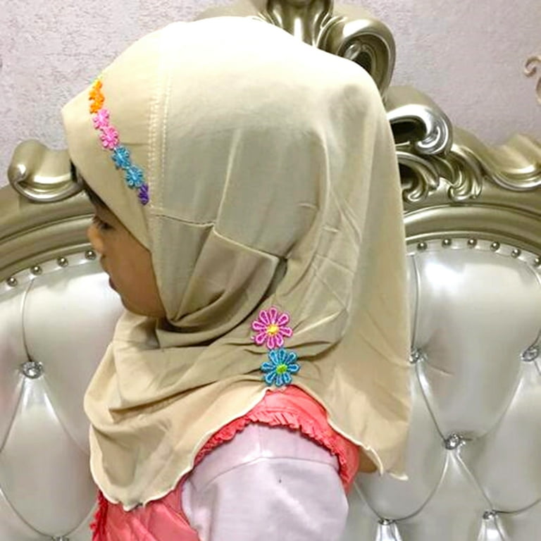 Kids Hijab, Breathable Sun-protection Floral Muslim Head