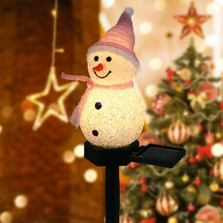 

Christmas Solar Energy Snowman Lawn Garden Atmosphere Lamp Outdoor Garden Landscape Decorative Lamp Pink Snowman