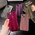 thumbnail image 2 of Compatible with iPhone 14 Case for Women 3D Luxury Woven Grid Pattern Desgin Plating Phone Case Camera Protection Shockproof Phone Case for iPhone 14 6.1" - Gold, 2 of 14