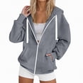thumbnail image 2 of Towmus Lightweight Zip Up Hoodie Women Oversized Sweatshirt Long Sleeve Hooded Y2k Jacket Plus Size Fall Plain Hoodies, 2 of 4